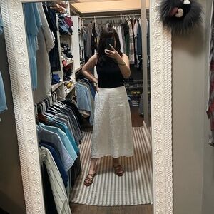 J.Jill white linen midi skirt